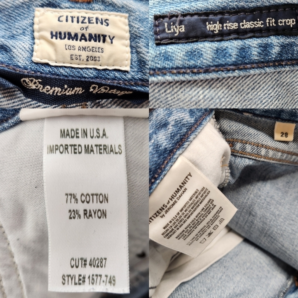 Citizens Of Humanity Torn Wash Liya High Rise Classic Fit Crop Jeans Size 28 - Picture 12 of 14